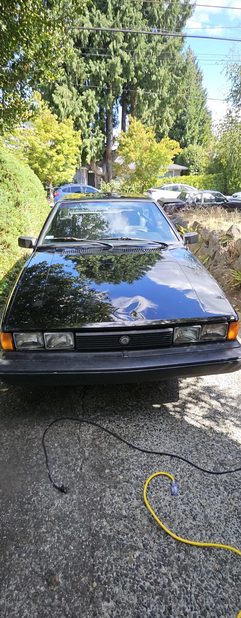 1988 VW Scirocco after detail — front, deep black gloss