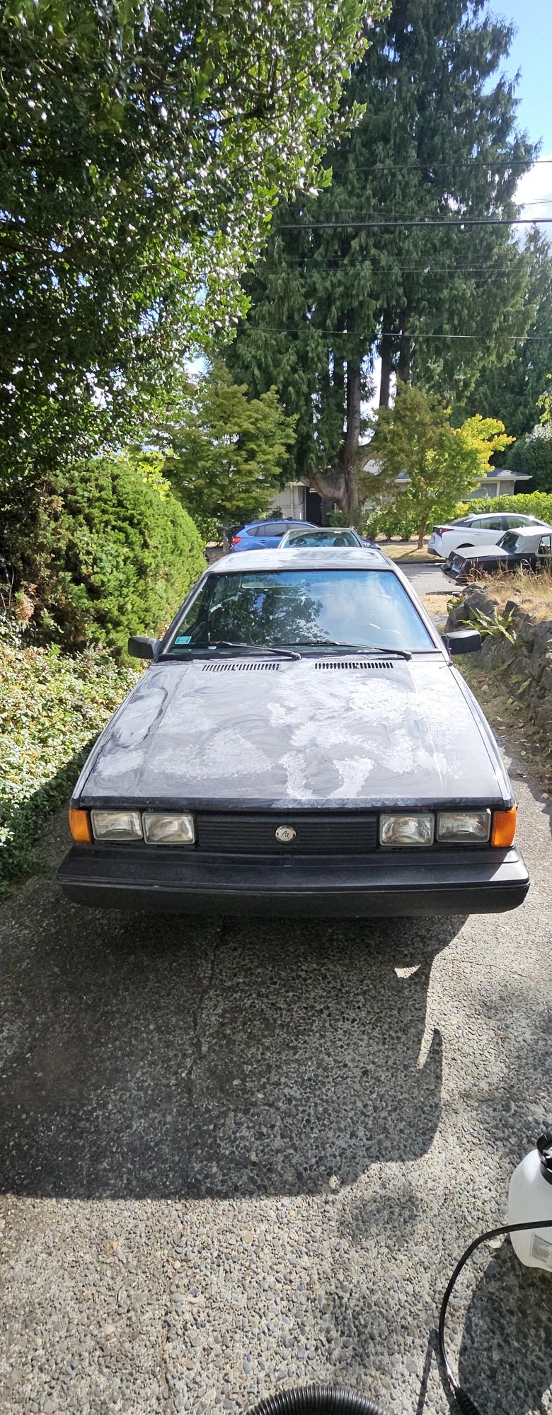 1988 VW Scirocco before detail — front, faded hood