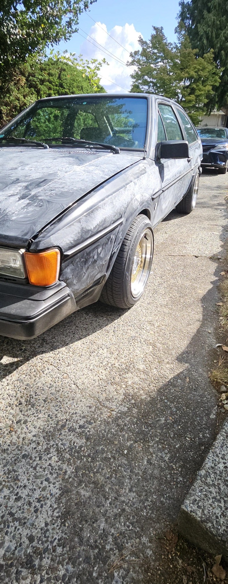 1988 VW Scirocco before detail — front quarter, oxidized paint